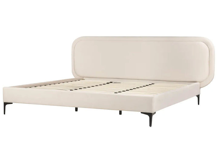 Bed Velvet 180 x 200 cm (EU Super King) Light Beige Hilbert