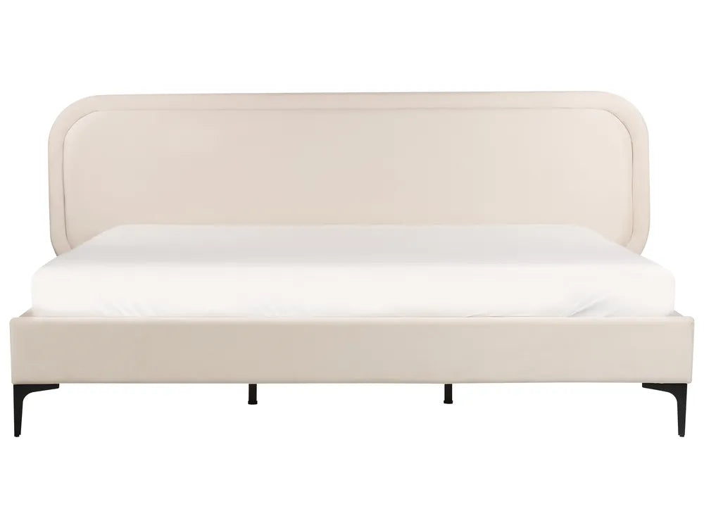 Super king velvet bed frame in light beige modern design