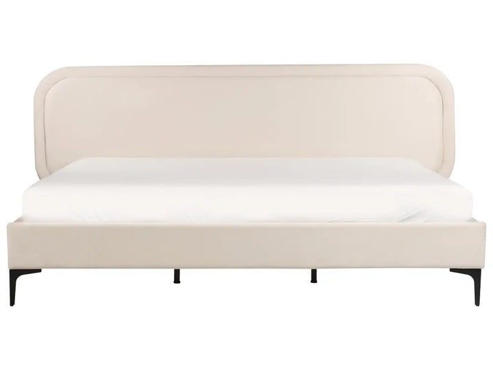 Super king velvet bed frame in light beige modern design