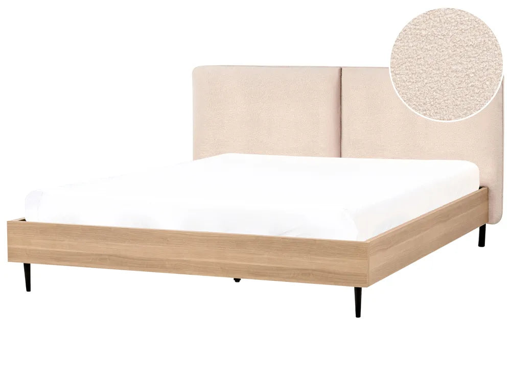 Bed Boucle 180 x 200 cm (EU Super King) Beige Besan