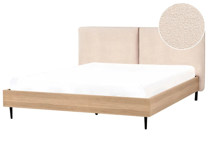 Bed Boucle 180 x 200 cm (EU Super King) Beige Besan