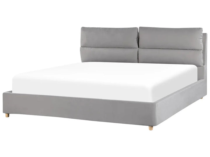 Light grey velvet ottoman bed with storage