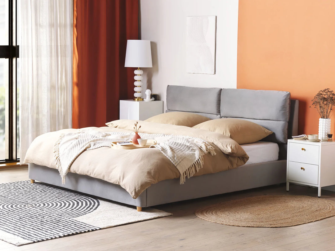 180x200 cm grey upholstered ottoman bed