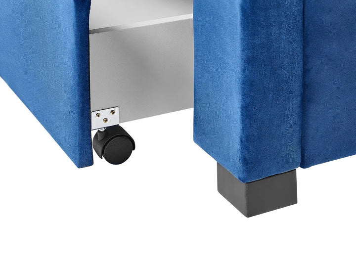 Bed with Storage Drawers Velvet 180 x 200 cm (EU Super King) Navy Blue Klea