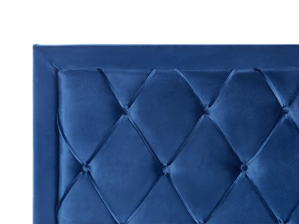 Bed with Storage Drawers Velvet 180 x 200 cm (EU Super King) Navy Blue Klea