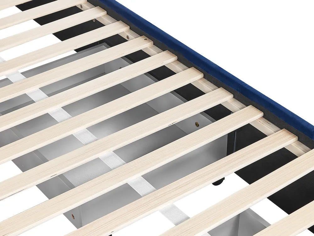 Bed with Storage Drawers Velvet 180 x 200 cm (EU Super King) Navy Blue Klea
