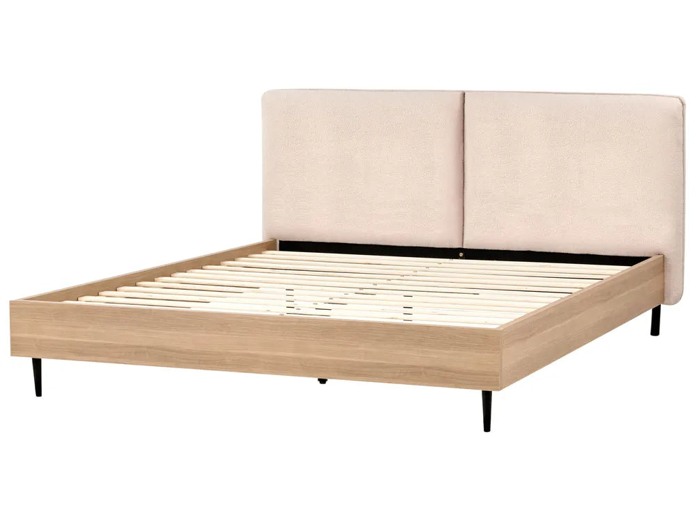 Bed Boucle 180 x 200 cm (EU Super King) Beige Besan
