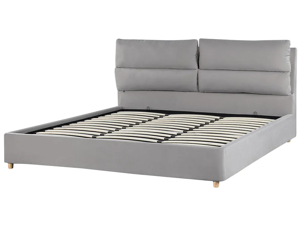 Ottoman Bed Velvet 180 x 200 cm (EU Super King) Light Grey Juanetta