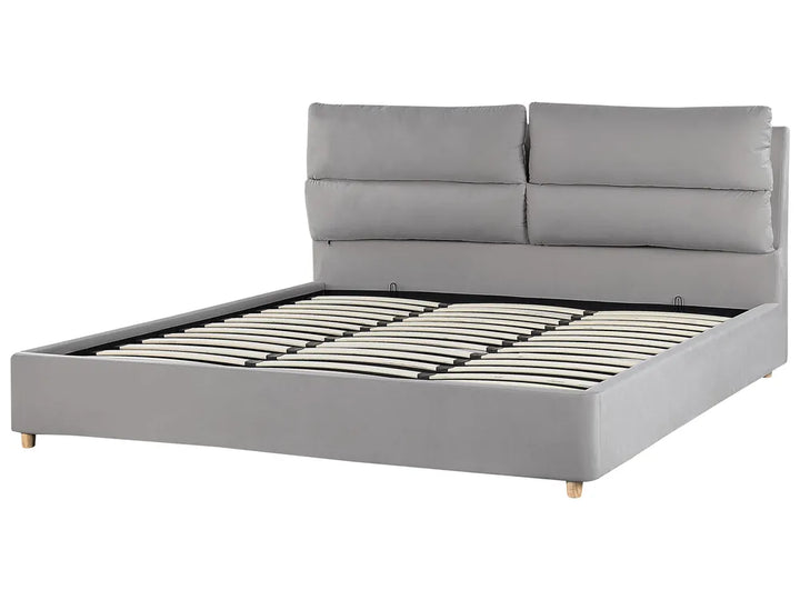 Ottoman Bed Velvet 180 x 200 cm (EU Super King) Light Grey Juanetta
