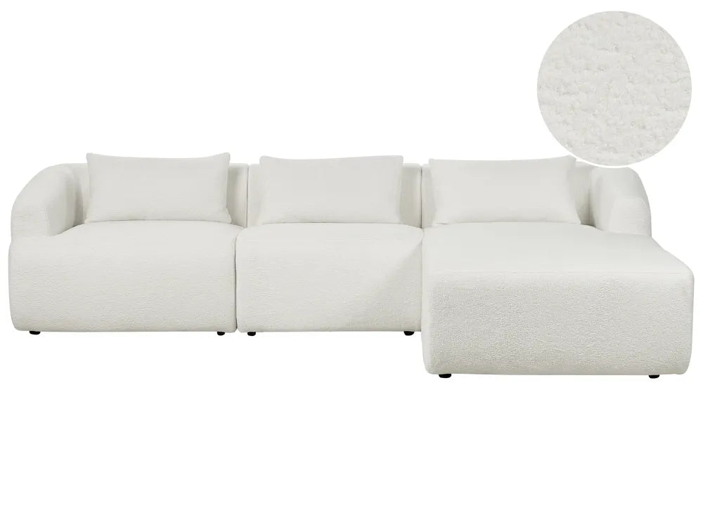 Corner Sofa 3 Seater Boucle Off-White Left Hand Cylar