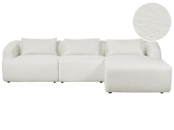Corner Sofa 3 Seater Boucle Off-White Left Hand Cylar