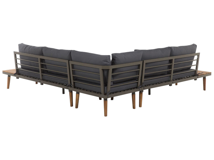 Corato Garden Corner Sofa with Table 5 Seater Acacia Wood Grey