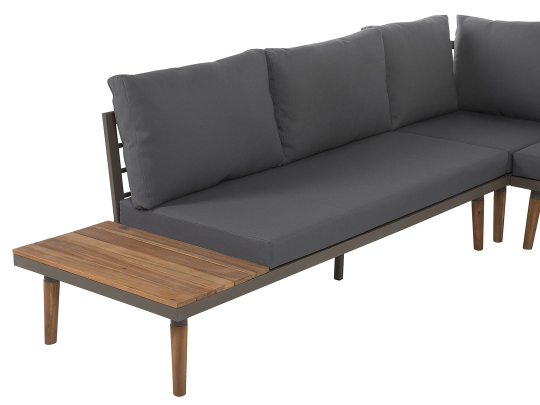 Corato Garden Corner Sofa with Table 5 Seater Acacia Wood Grey
