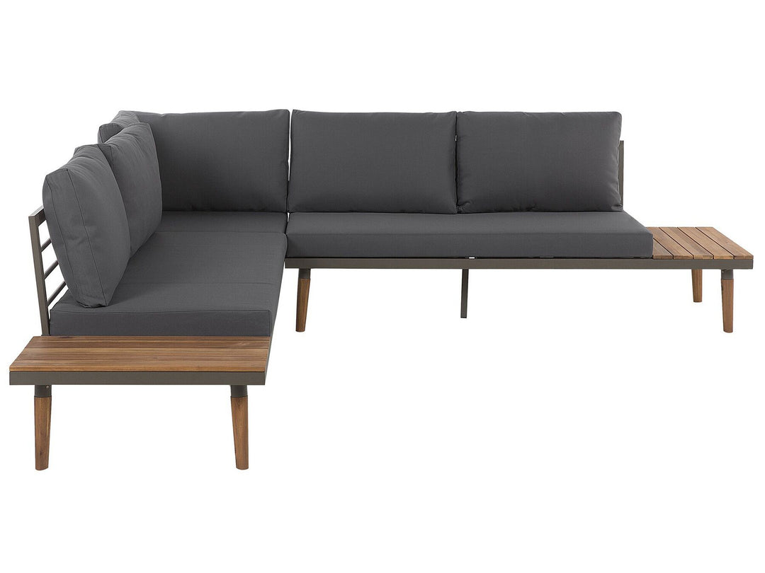 Corato Garden Corner Sofa with Table 5 Seater Acacia Wood Grey