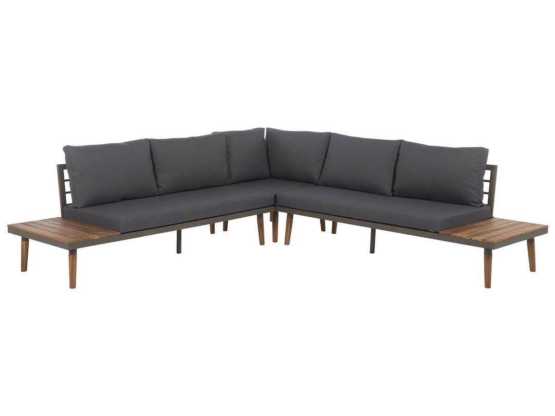 Corato Garden Corner Sofa with Table 5 Seater Acacia Wood Grey