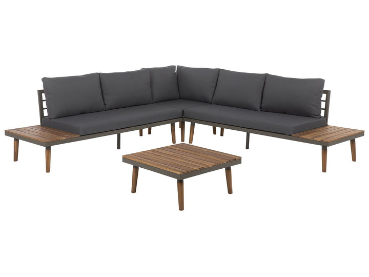 Corato Garden Corner Sofa with Table 5 Seater Acacia Wood Grey