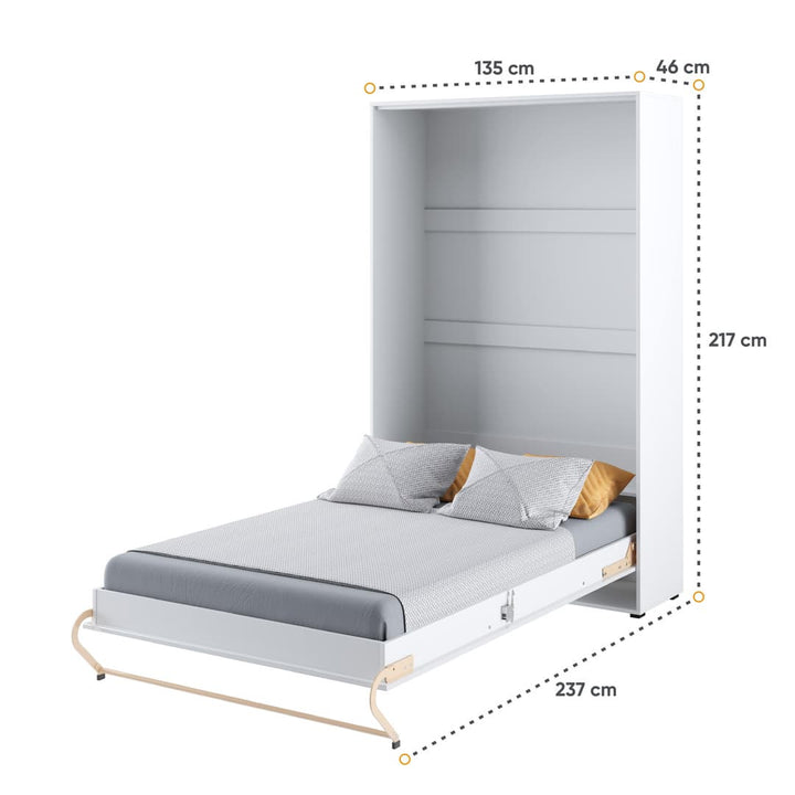 Colina Vertical Wall Bed Concept 120cm with Storage Cabinet White Gloss CP-02