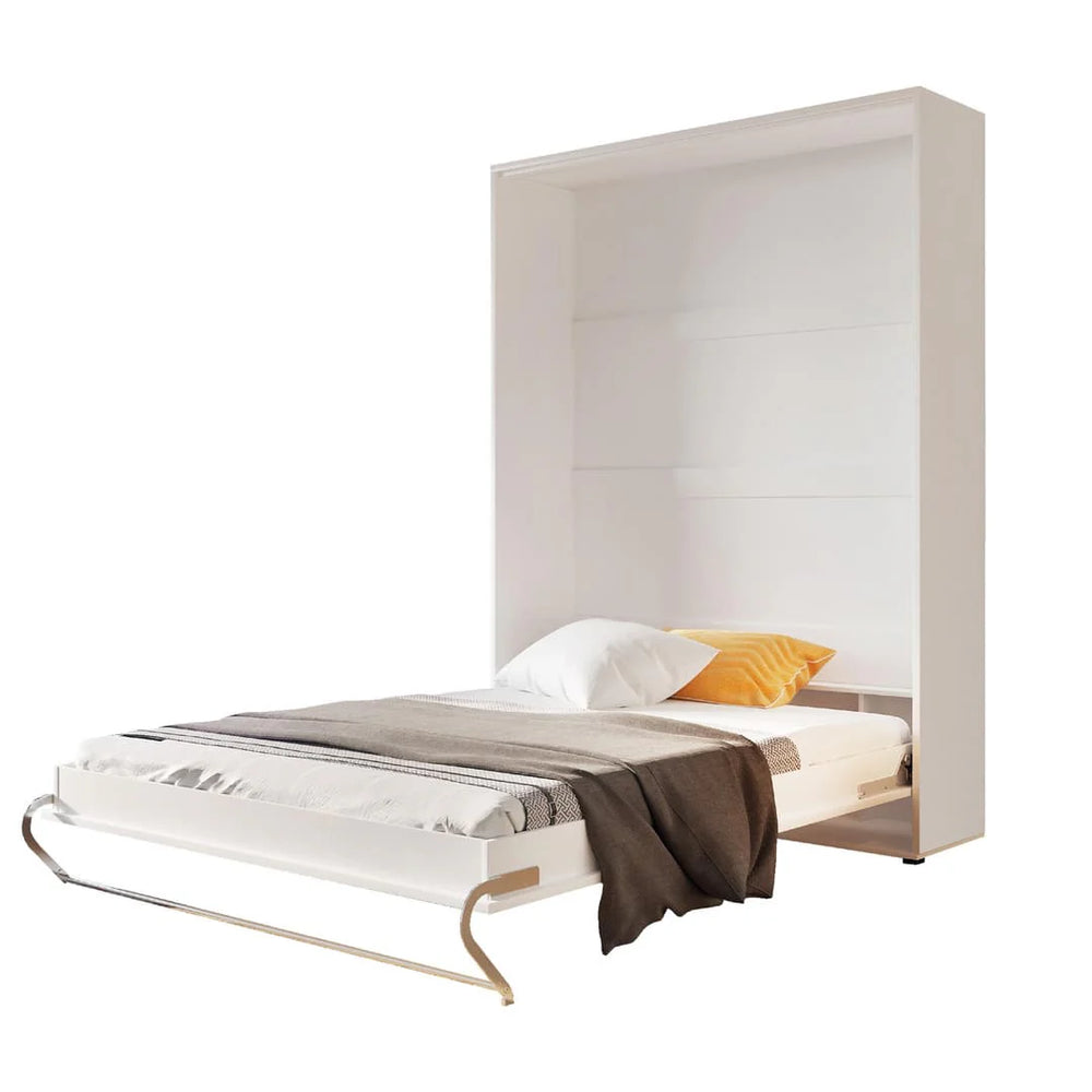 Dyane Vertical Wall Bed Concept 140cm with Storage Cabinets White Matt CP-01