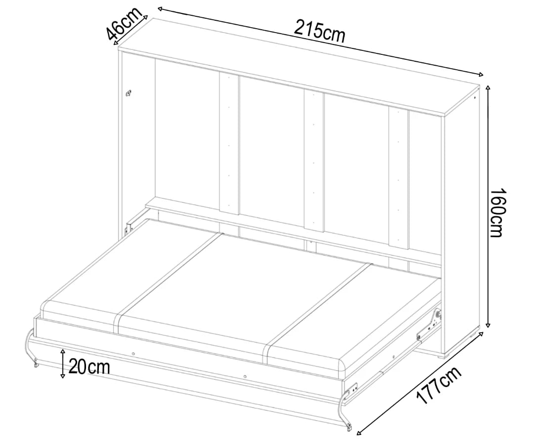 Auriel Horizontal Wall Bed Concept 140cm Grey Matt CP-04