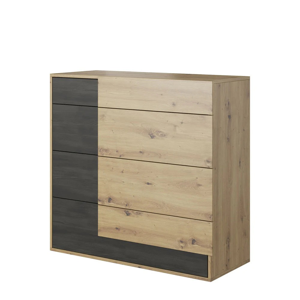 Enhance Your Bedroom with the Elegant Bafra Chest of Drawers in Oak Artisan & Norwegian Pine