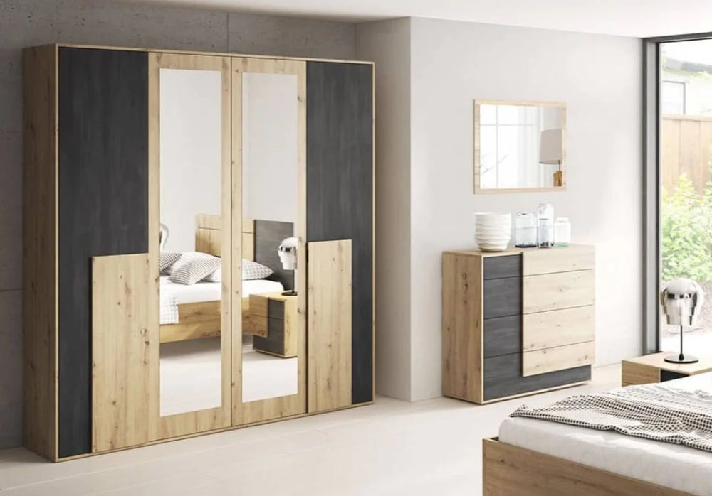 Enhance Your Bedroom with the Elegant Bafra Chest of Drawers in Oak Artisan & Norwegian Pine