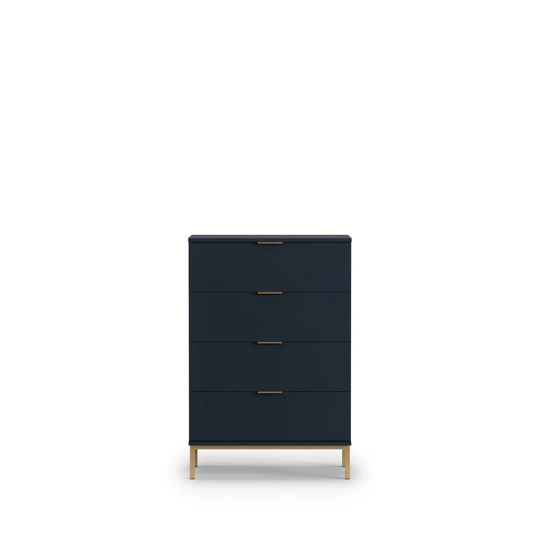 Sleek Pula Chest of Drawers 70cm - Modern Navy with Gold Accents