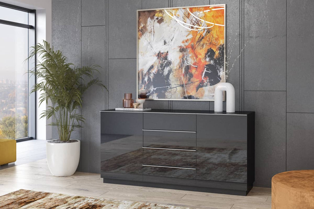 Sideboard Cabinet Black Glass Helio 26