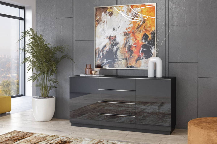 Sideboard Cabinet Black Glass Helio 26