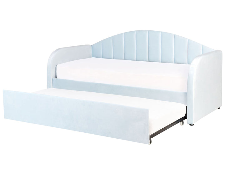 Eyburie Velvet EU Single Trundle Bed Light Blue