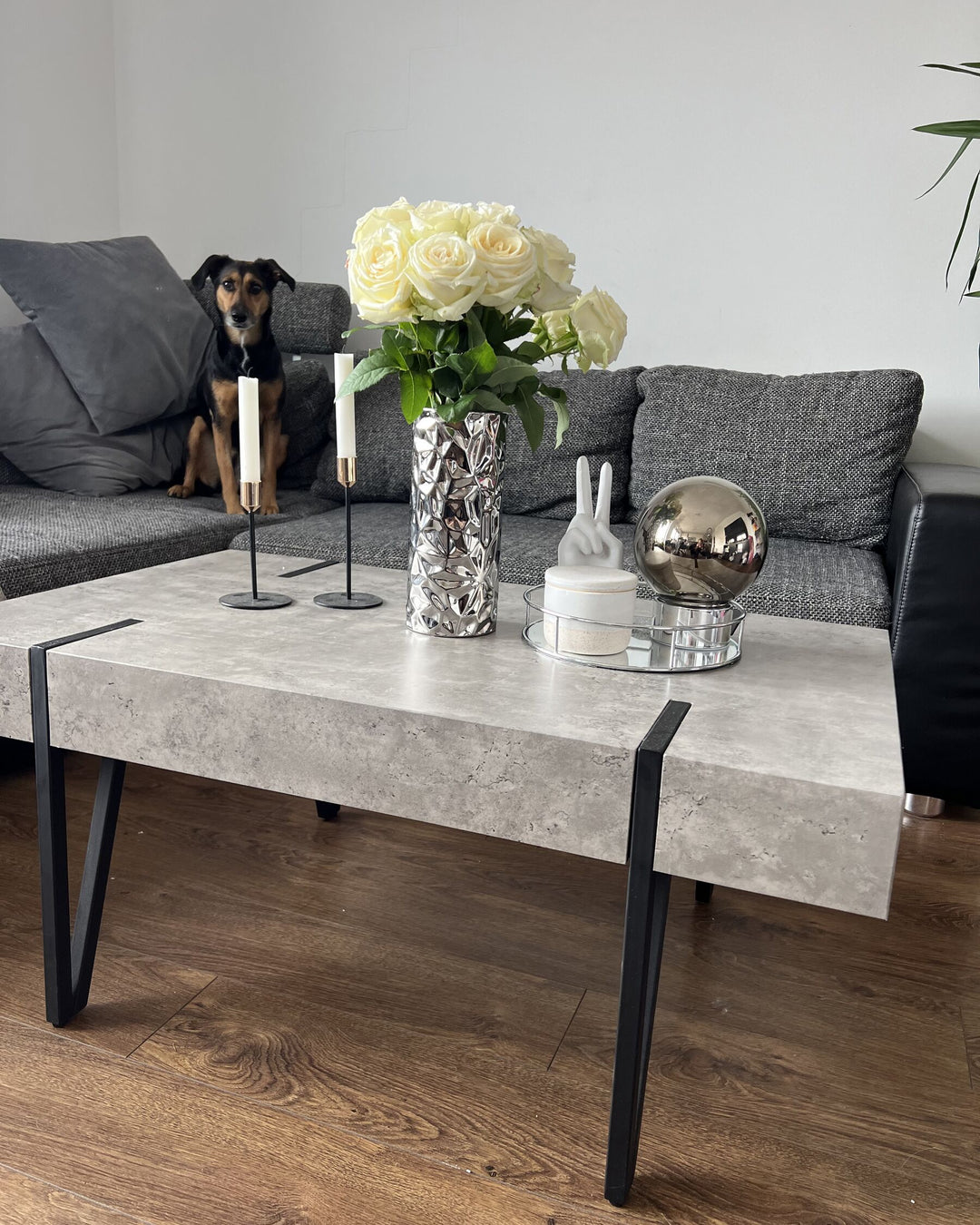 Rebecka Coffee Table Concrete Effect with Black