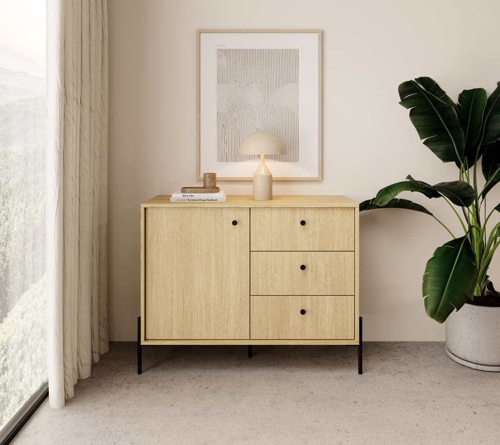 Sideboard Cabinet 107cm Scandi Oak Scandi