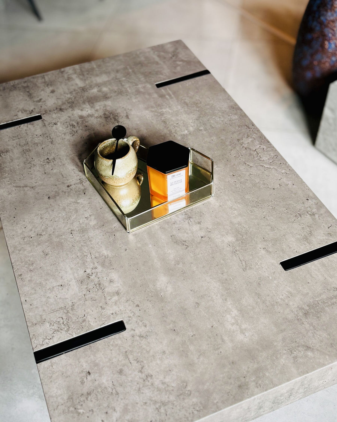 Rebecka Coffee Table Concrete Effect with Black