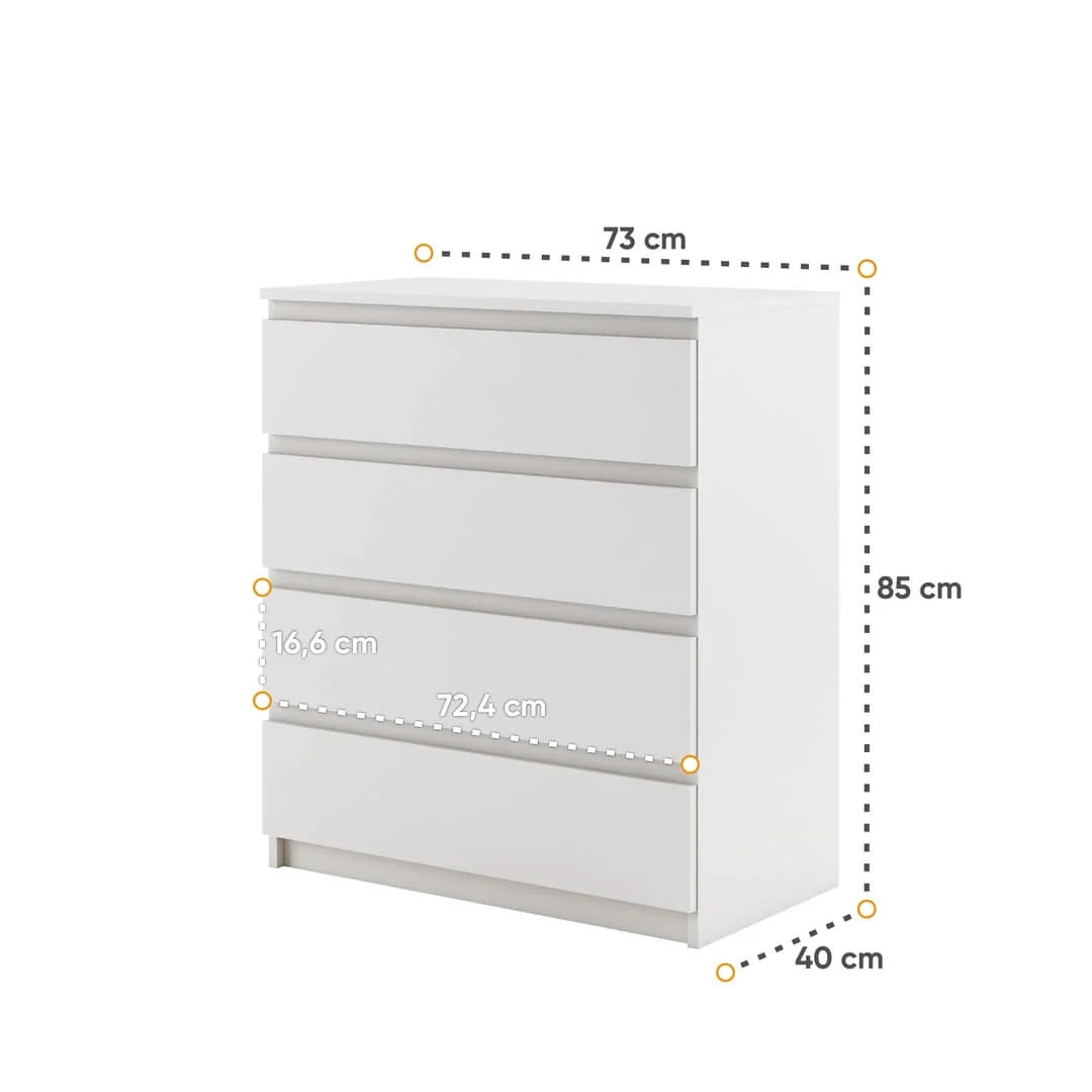 Idea 06 Contemporary Chest Of Drawers 4 Drawers White