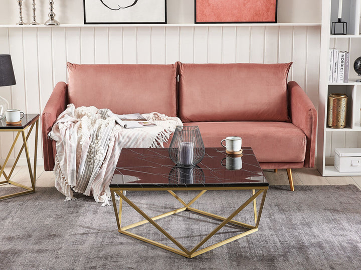 Marble Effect Coffee Table Black with Gold MALIBU