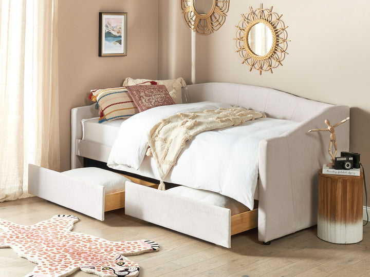 Fabric EU Single Daybed Light Beige Vittel