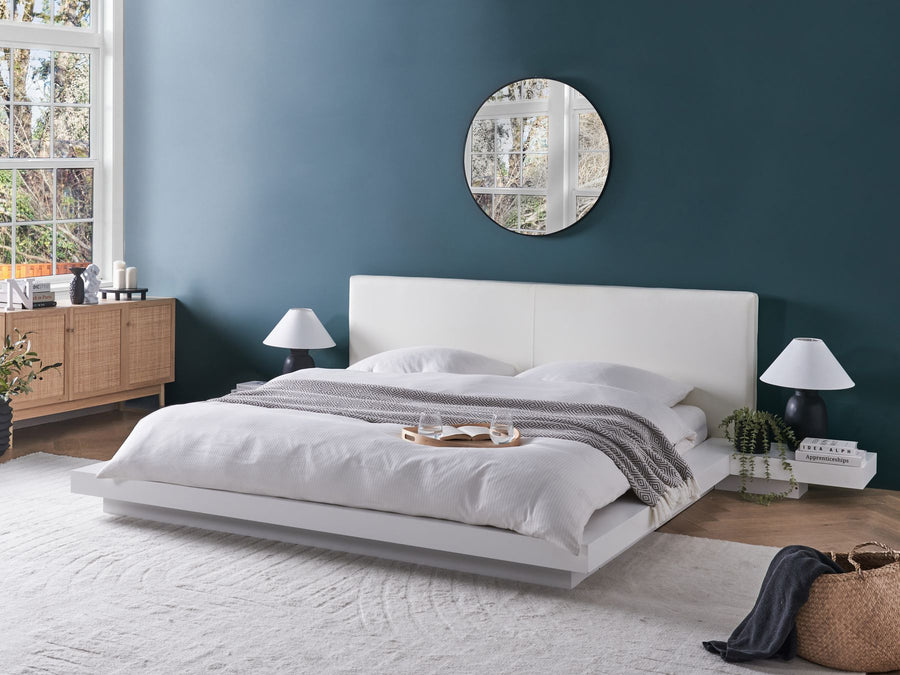 EU Super King Size Faux Leather Headboard Waterbed White Zen