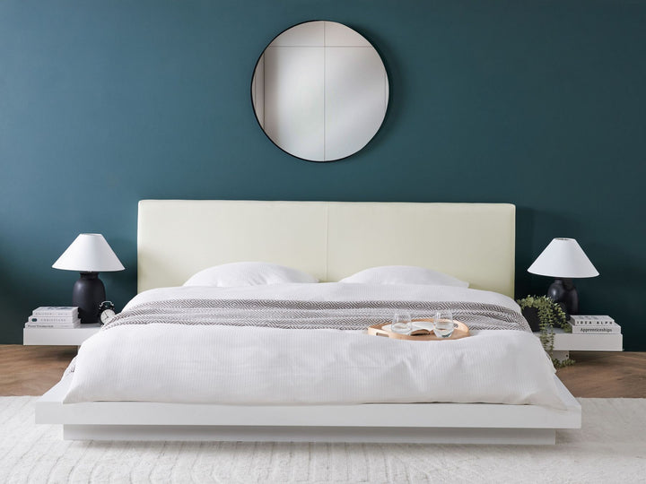 EU Super King Size Faux Leather Headboard Waterbed White Zen