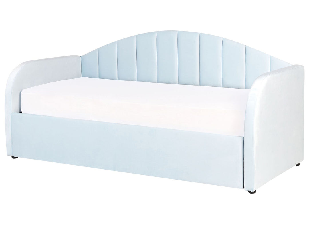 Eyburie Velvet EU Single Trundle Bed Light Blue