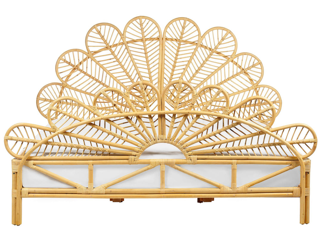 Florentine Rattan Peacock EU Super King Size Bed Light Wood