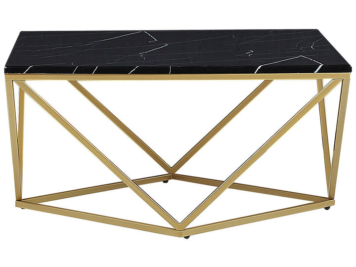 Thaxton Marble Effect Coffee Table Black with Gold