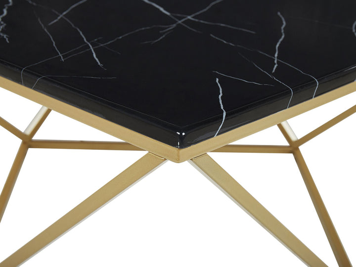 Thaxton Marble Effect Coffee Table Black with Gold