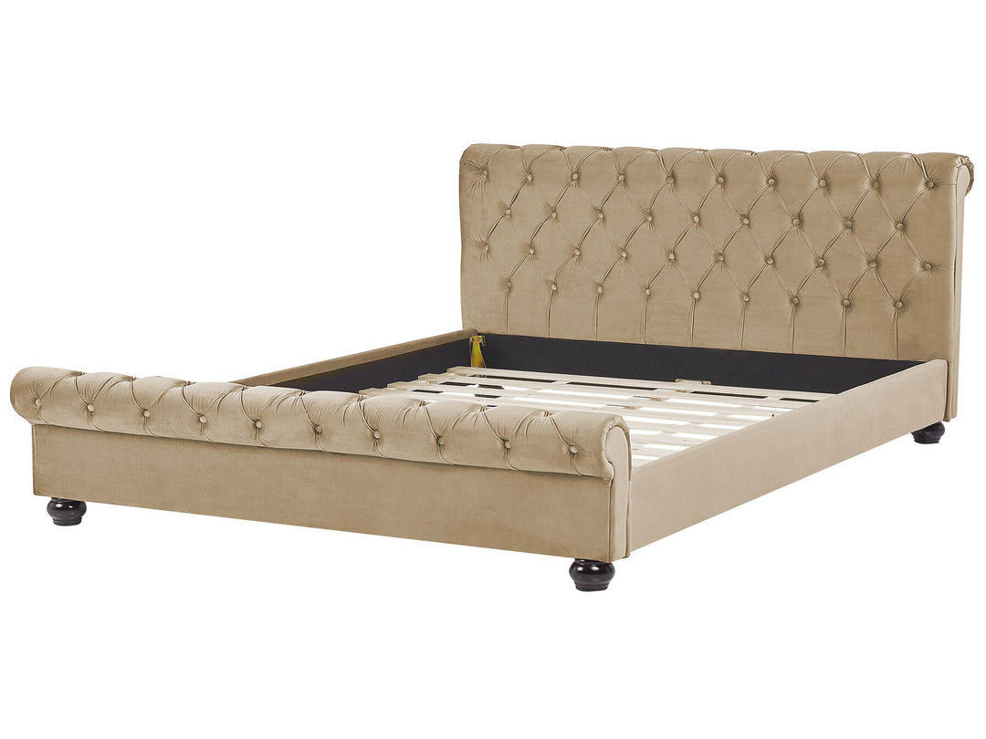 Avallon Velvet EU Super King Bed Beige