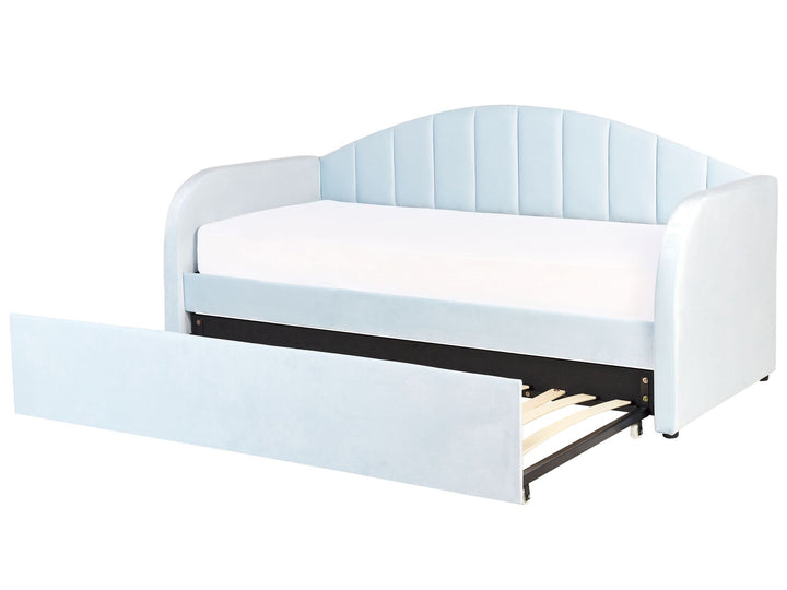 Eyburie Velvet EU Single Trundle Bed Light Blue