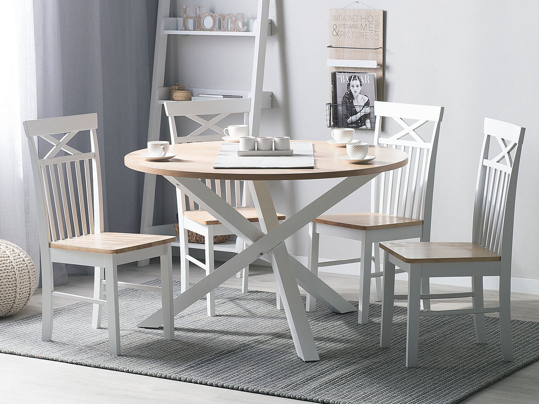 Round Dining Table ⌀ 120 cm Light Wood with White Jacksonville