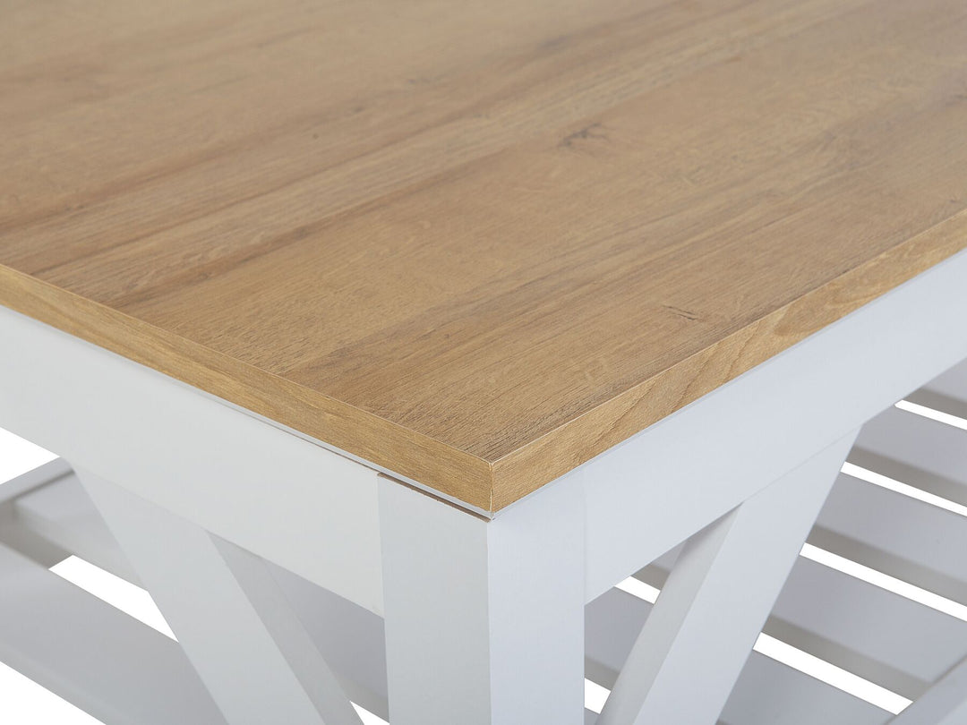 Amethy Coffee Table with Shelf White and Light Wood