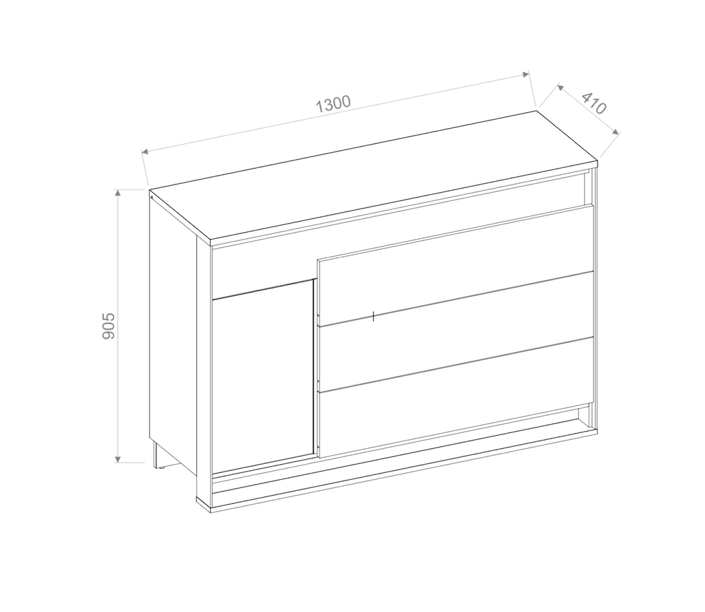 Quant 08 Sideboard Cabinet Oak Artisan with Drawers LED Lighting