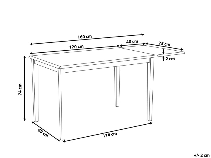 Extending Wooden Dining Table 120/160 x 75 cm White Louisiana