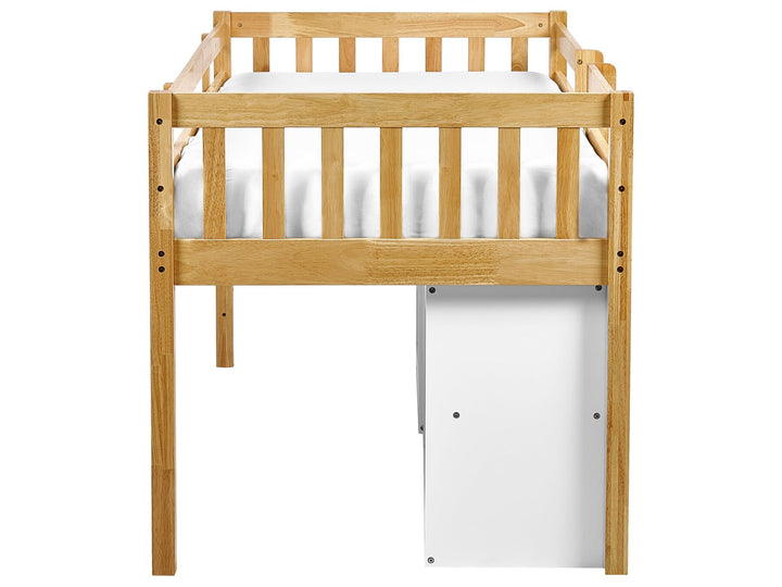 Wooden Kids Mid Sleeper Bed with Storage EU Single Size Light Wood Susville