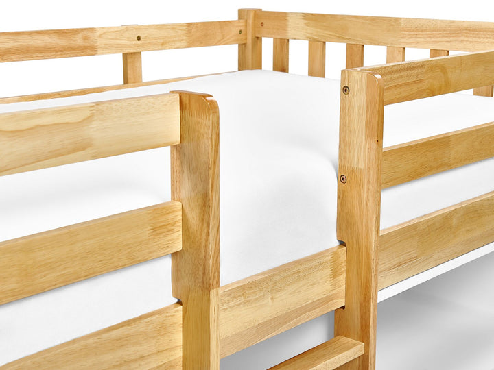 Wooden Kids Mid Sleeper Bed with Storage EU Single Size Light Wood Susville