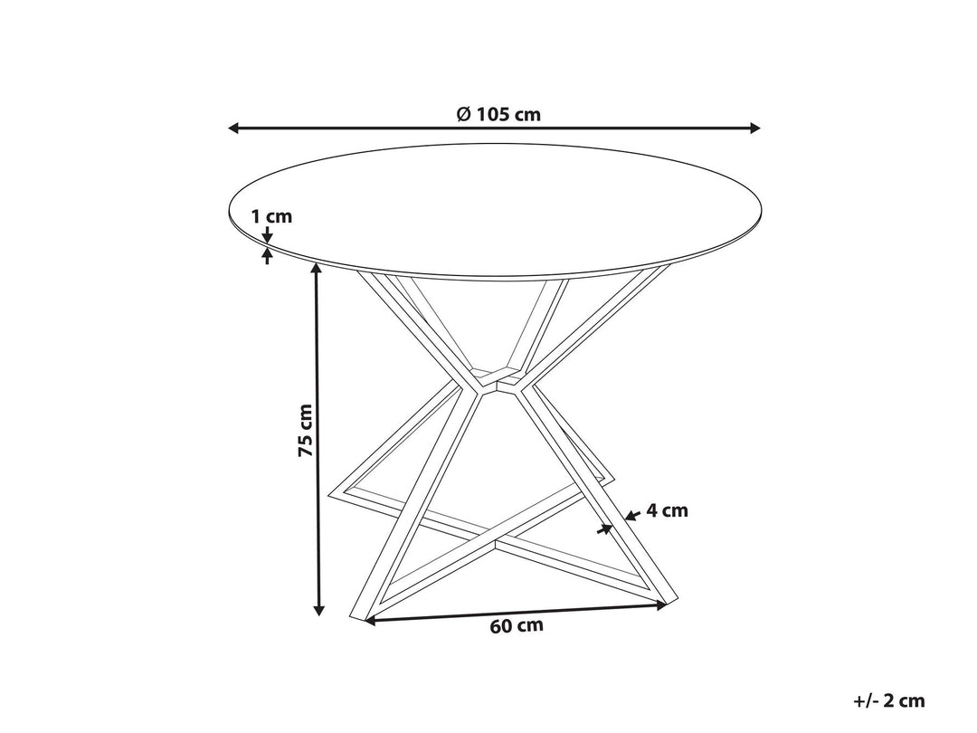 Glass Top Round Dining Table ⌀ 105 cm Black and Gold Bosco